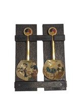 2 Vintage Korea Souvenir Collector Spoons - Brass &amp; Enamel  - With Display  - £7.91 GBP