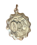 Vintage Sterling Silver 4 Way Catholic Devotional Medallion Pendant - $92.51 CAD