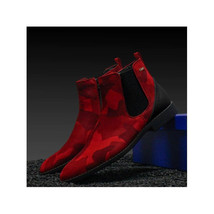 Men TAYNO Chelsea Chukka Micro Suede Soft Comfortable Boot Victorian Red Camo image 5