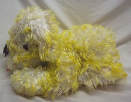 ANTIQUE 1950&#39;s FURRY YELLOW AND WHITE DOG W/ BOW 14&quot; Plush Stuffed Anima... - £65.79 GBP