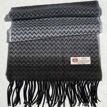 100% Cashmere Scarf Wrap Chevron Grays/Black Made In England Soft #2Ten ... - £28.76 GBP