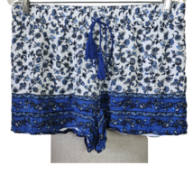 White and Blue Floral Mini Shorts Size Large - $24.75
