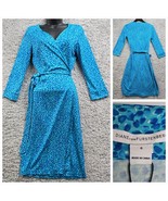 Diane Von Furstenberg Wrap Dress Womens 6 New Julian Two Petal Dreams Bl... - $199.95