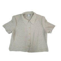 Dressbarn Woman 20 w tan button up short sleeve blouse - $9.00