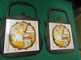 Great Collectible Pair Of Cast Iron Wall Trivets Hot Plates - £14.75 GBP