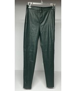 Zara Vegan leather pants, Dark Green, Size XS, New, medium rise, Zip At ... - $514.88 MXN