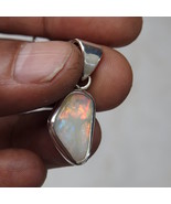 Solid Coober Pedy Natural Opal Silver Pendant Necklace - $167.99