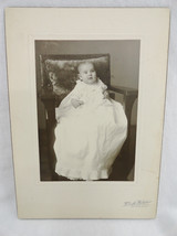 Antique Photograph of Cute Baby in Christening Gown Black and White Waltham MA - £3.95 GBP