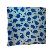 baby Blanket Boy Blue Fleece Whales 30x29 Soft Crib Ocean - £12.63 GBP