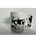Farm Scene Coffee Cup Mug Holstein Cow Handle Cow and Calf Pasture - £10.07 GBP