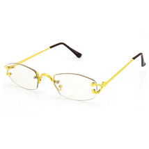 Men Classy Contemporary Modern Style Clear Lens Eye Glasses Gold Rimless Frame - £13.72 GBP