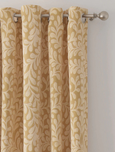 Beige Botanical Leaf Textured Linen Blackout Curtains Set of 2 with Grommets - £18.34 GBP+