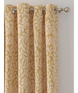 Beige Botanical Leaf Textured Linen Blackout Curtains Set of 2 with Grom... - £18.09 GBP+