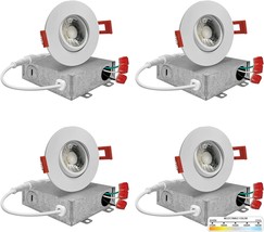 NUWATT 3 Inch Round Black LED Gimbal Recessed Downlight,, White, 4 Pieces - £92.53 GBP