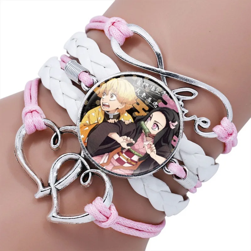 Anime Demon Slayer Braided Bracelet Cosplay Prop Kamado Tanjirou Nezuko Figure - £9.50 GBP+