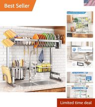Over The Sink Dish Drying Rack, Adjustable 26.8" to 34.6" Large Dish Dra... - $84.31