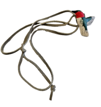 Bolo Tie Carved Bird Handcrafted Wooden Signed CLS 1998 Vintage Accessory - £20.15 GBP