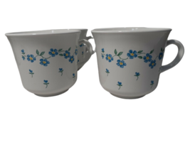 Corning Corelle, Set of 4, Forget Me Not Coffee Tea Cups Mugs Blue White Floral - £13.90 GBP