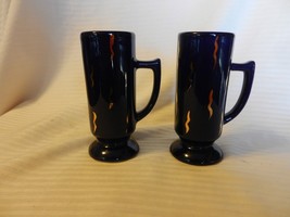 Pair of Cobalt Blue With Gold Accents Irish Coffee Mugs 5.125&quot; Tall - £31.90 GBP