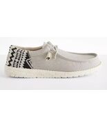 HEY DUDE SIZE 12 TAN WALLY FUNK JACQUARD BUNGEE LACE-UP LIGHTWEIGHT LOAF... - $45.44
