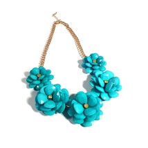 Charming Charlie Necklace Women Large Floral Costume Teal Adjustable 20&quot;- 22&quot; - £18.68 GBP