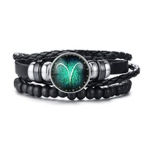 Vnox Aries 12 Horoscope Multi-layer Leather Rope Bracelets for Men Women Gifts V - £9.26 GBP