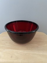 Vintage Arcoroc France Ruby Red Glass Large Mixing Serving Bowl 9 1/2 x 5&quot; - £14.68 GBP