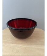 Vintage Arcoroc France Ruby Red Glass Large Mixing Serving Bowl 9 1/2 x 5&quot; - £14.59 GBP