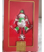 NIB LENOX Skiing Snowman Silver Hanging Ornament 4&quot; Ornament RARE! - $31.99