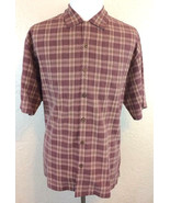 Tommy Bahama Sz L 100% Silk Red Plaid Short Sleeve Button Front Camp Shirt - $12.86