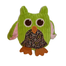 Animal Adventure OWL Green Ribbed Corduroy 9in Plush Flowered Tummy Pink... - $21.49
