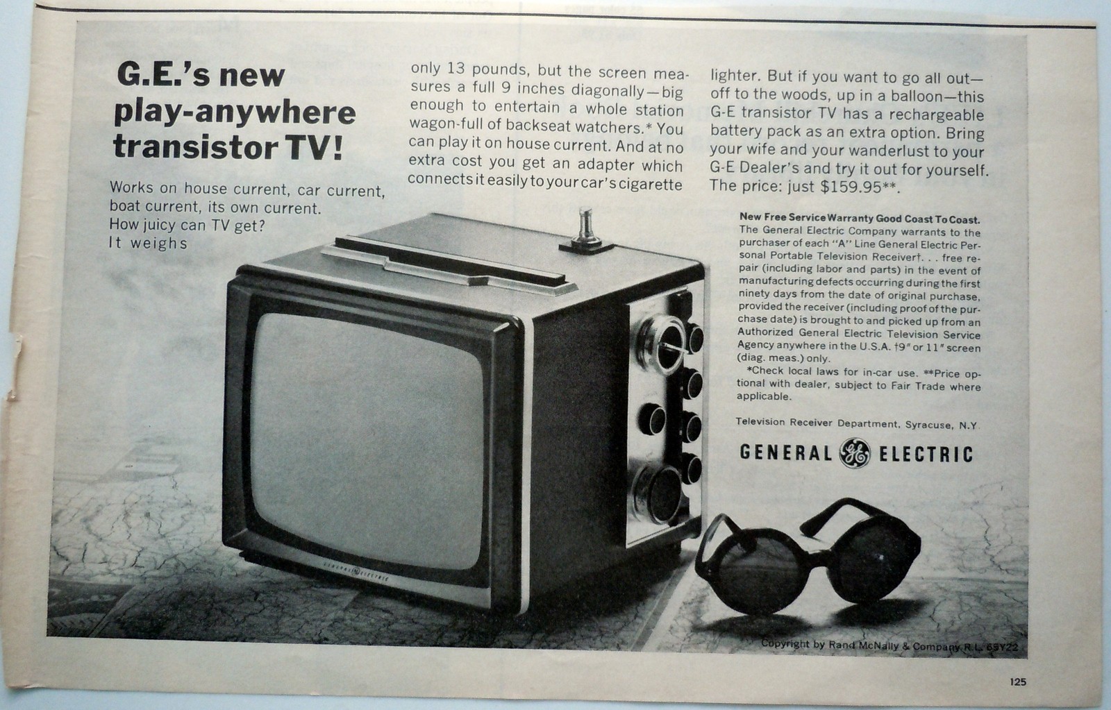 G.E. Transistor TV Print Advertisement Art 1965 - $3.99