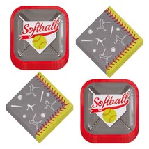 Softball Party Supplies - Home Plate Paper Dessert Plates and Beverage N... - £10.54 GBP
