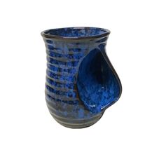 Pottery Right Hand Warmer Coffee Mug Blue Ceramic New Hot Chocolate Gift... - $12.42 CAD