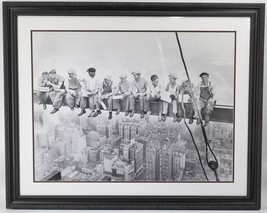 Large Framed Photograph Construction Workers Girder Empire State Building - $395.99