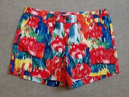 Merona Multicolor Chino Shorts Womens Size 6 Red Blue 100% Cotton - £15.50 GBP