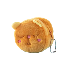 Animal Coin Change Cosmetic Plush Purse with Key Chain - New - Bear - £10.21 GBP