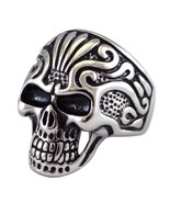Vampire Skull Ring Mens Stainless Steel Gothic Biker Band Sizes 13-15 - £6.40 GBP