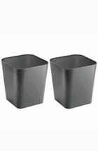 mDesign Square Small Trash Can Wastebasket Garbage Bin, 2 Pack - Slate grey - £30.34 GBP