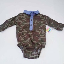 0 3 months Boys Camo Long Sleeved Bodysuit with Collar - £7.11 GBP