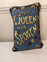 Vintage Mary Engelbreit Pillow The Queen has Spoken Accent Throw blue floral - £31.17 GBP