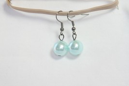 Earrings (New) Mint Bead - Antique Silver Hook 1/2&quot; Round - 1.25&quot; Drop - £3.47 GBP