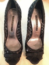 Laundry Women&#39;s Shoes By Shelli Segal Black Lace With Sequins Shoe Size 7.5 - £27.43 GBP