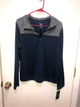 NWT Real Essentials 1/4 Zip Space Dye Long Sleeve Pullover Mens SZ Small... - $4.21