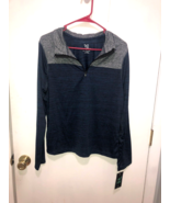 NWT Real Essentials 1/4 Zip Space Dye Long Sleeve Pullover Mens SZ Small... - $4.21