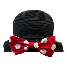 Disney Minnie Mouse Black Straw Hat with Polka Dot Bow – Red & White Band – Embr - $406.73 MXN