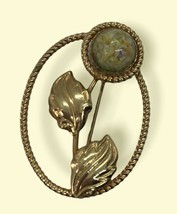 Vintage Brooch Estate Jewelry R INC 1/20 12K GF Oval Floral Flower cotta... - $17.78