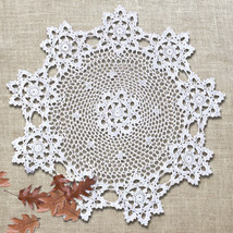 White Vintage Crochet Doily Round Cotton Handmade Table Cloth Mats Lace 23&quot; - £10.88 GBP