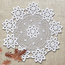 White Vintage Crochet Doily Round Cotton Handmade Table Cloth Mats Lace 23&quot; - £10.86 GBP