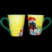 Set of Two 2 Hausenware Christmas Kitty Cat Ceramic Coffee Cup Mugs M J Mitchell - £35.43 GBP